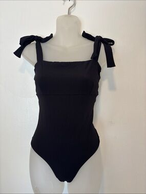 Citrine Black Tie-Shoulder One-Piece Swimsuit Size Large